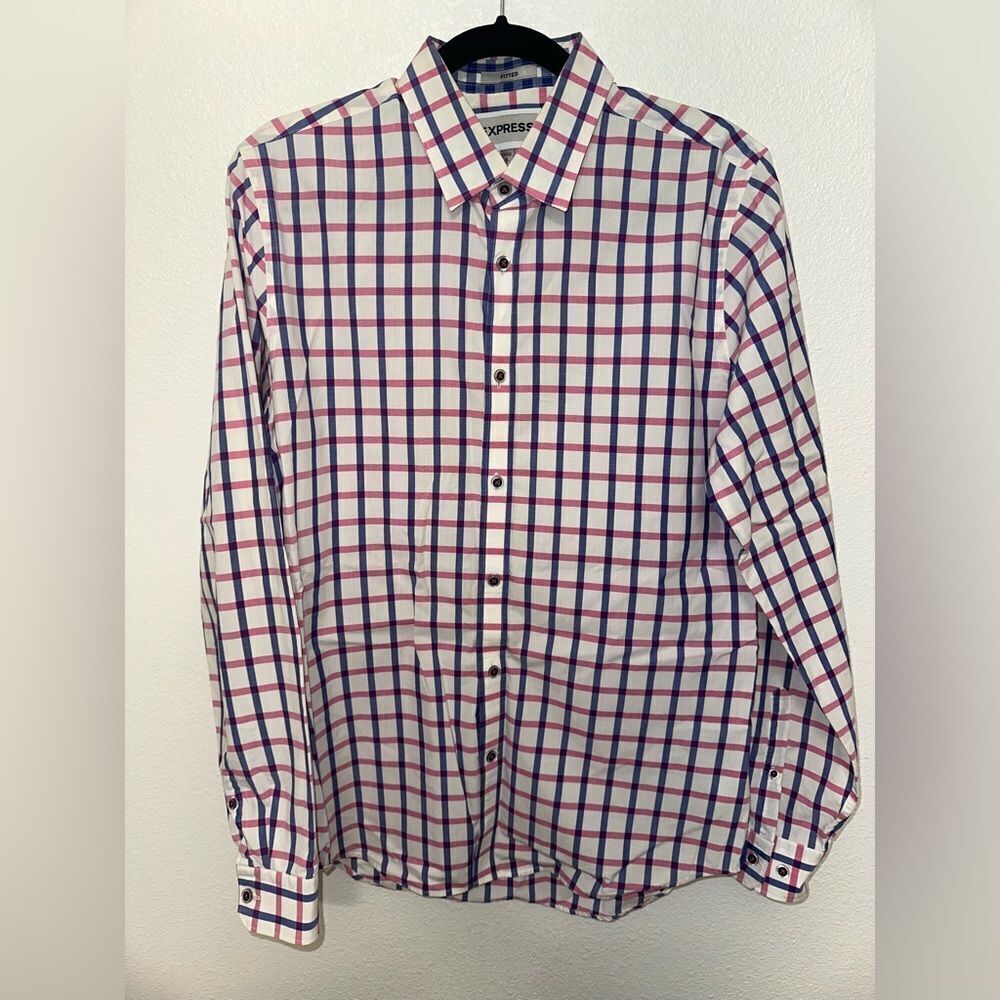Express Men’s Pink & Blue Dress Shirt